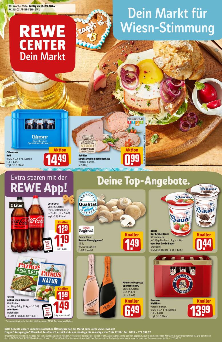 Rewe Center Prospekt Ab 16.09.2024 Montag 1 seite