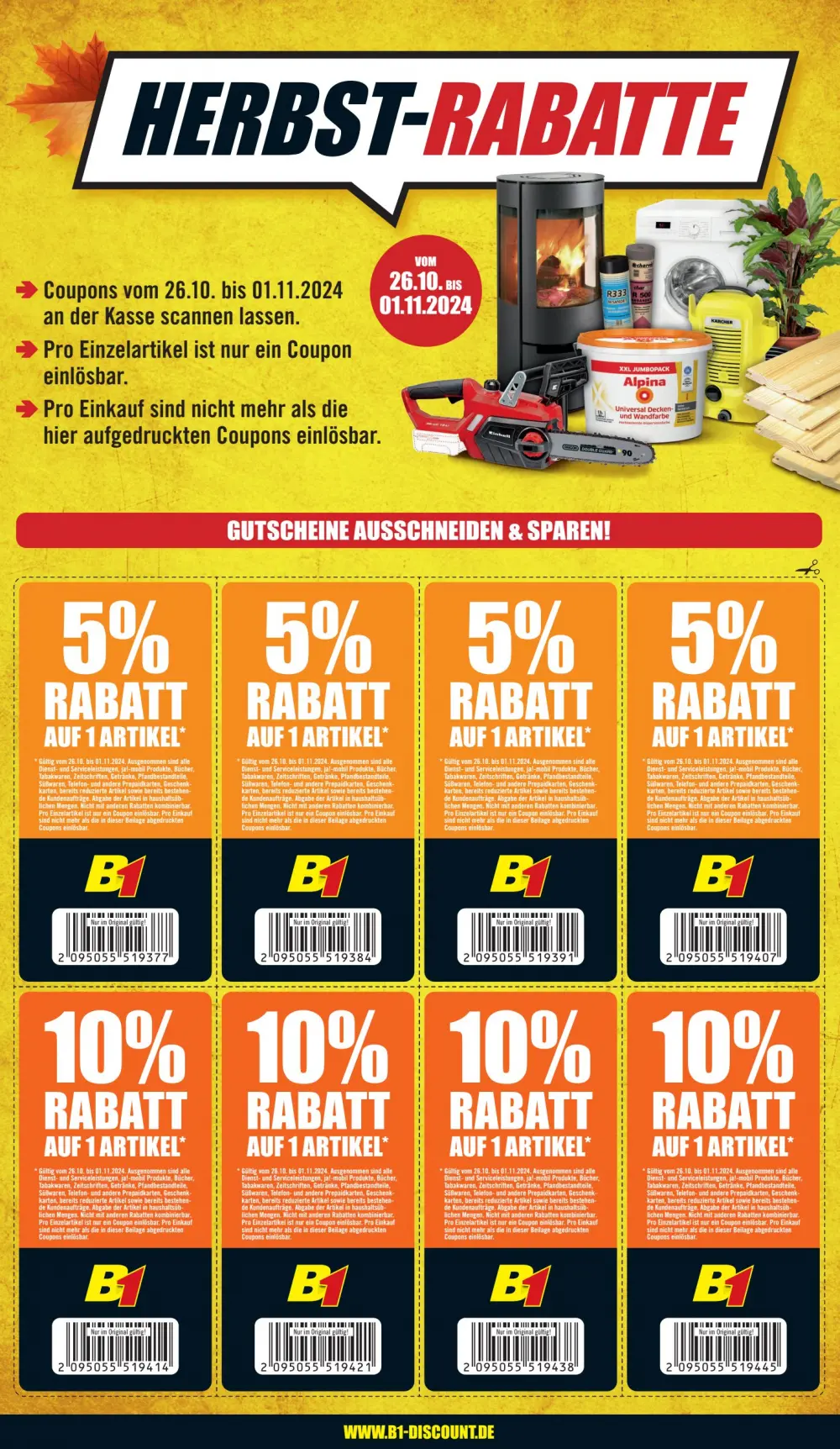 B1 Discount Baumarkt Prospekt Ab 26.10.2024 Samstag 9 seite