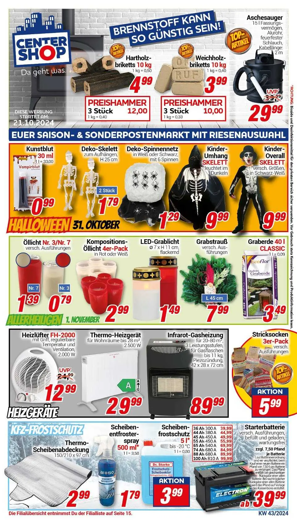 CENTERSHOP Prospekt Ab 21.10.2024 Montag 1 seite