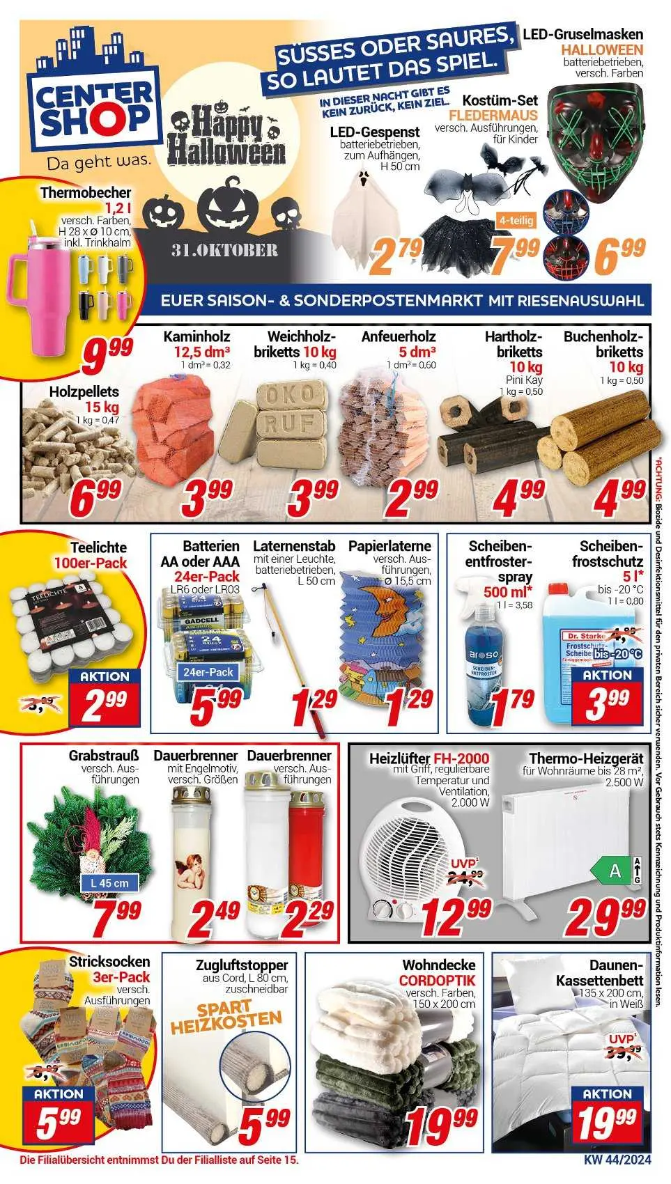 CENTERSHOP Prospekt Ab 28.10.2024 Montag 1 seite