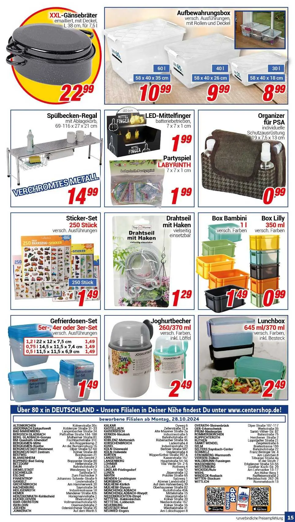 CENTERSHOP Prospekt Ab 28.10.2024 Montag 15 seite