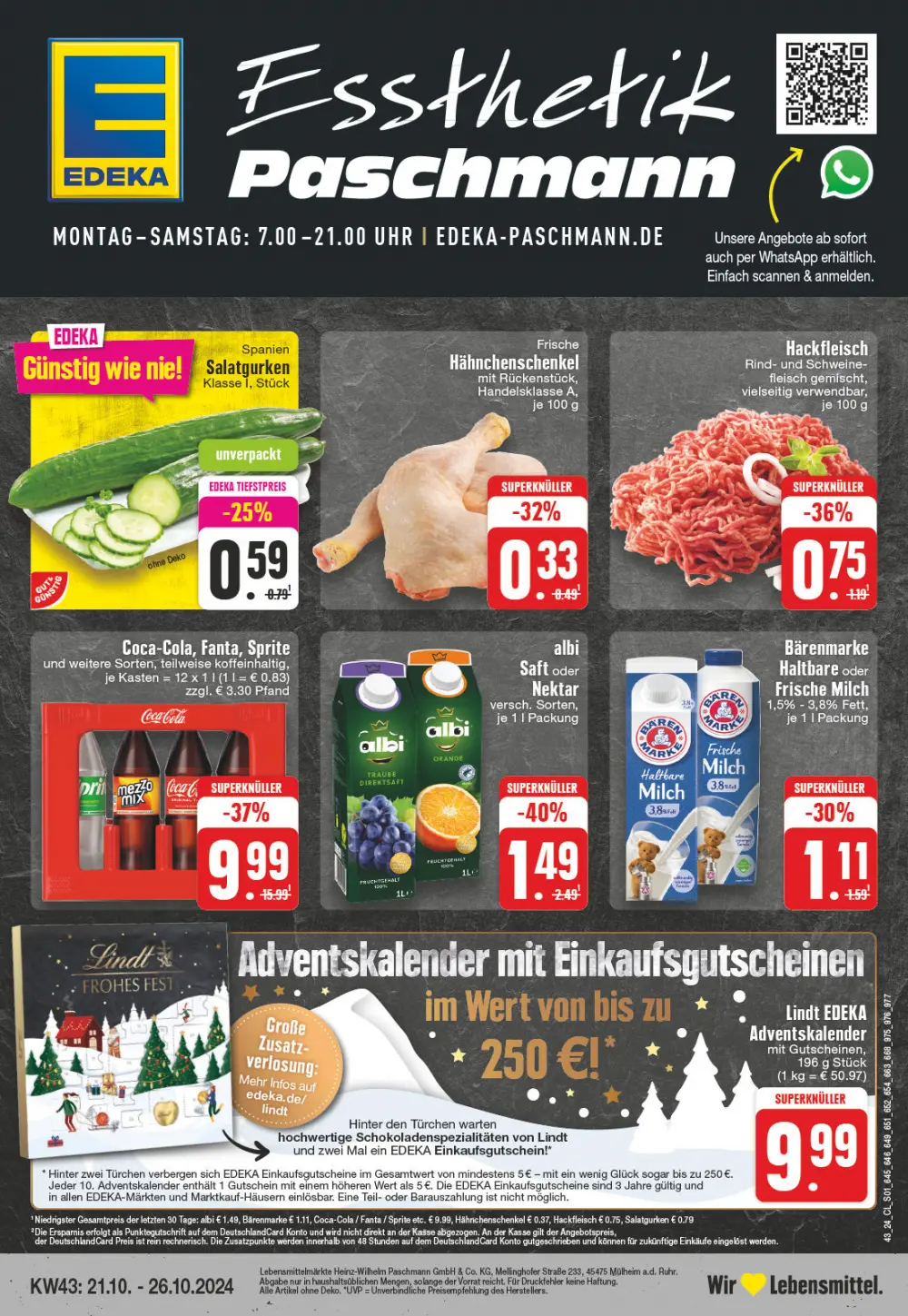 EDEKA Paschmann Prospekt Ab 21.10.2024 Montag 1 seite