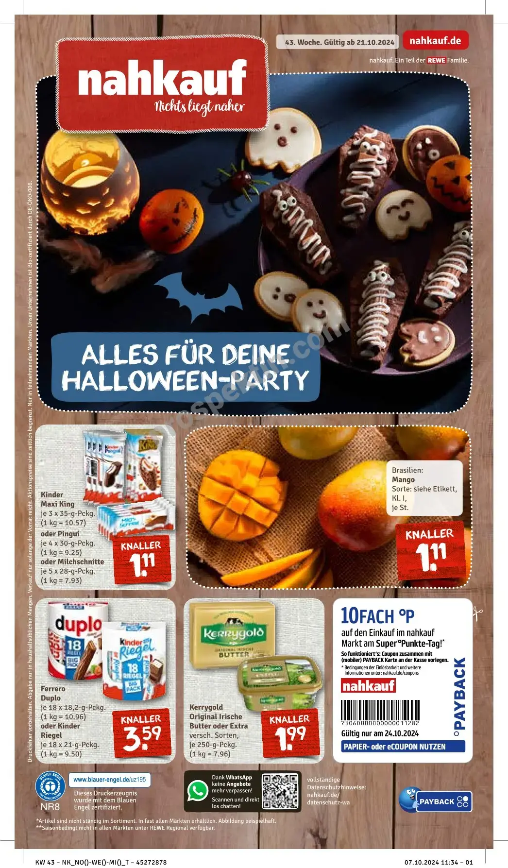 Nahkauf Prospekt Ab 21.10.2024 Montag 1 seite