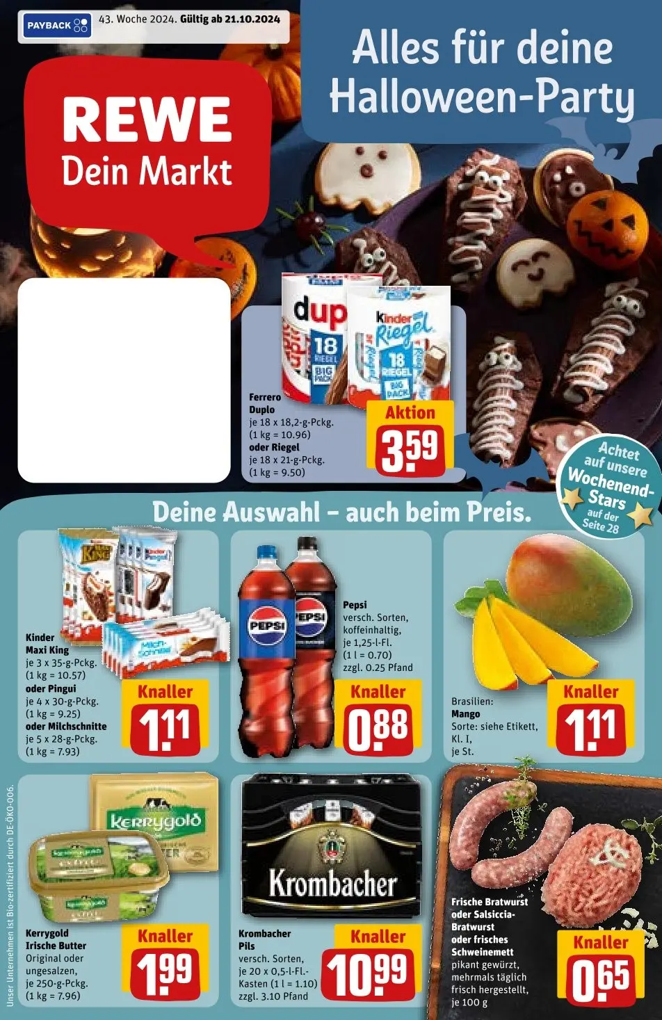 REWE Prospekt Ab 21.10.2024 Montag 1 seite